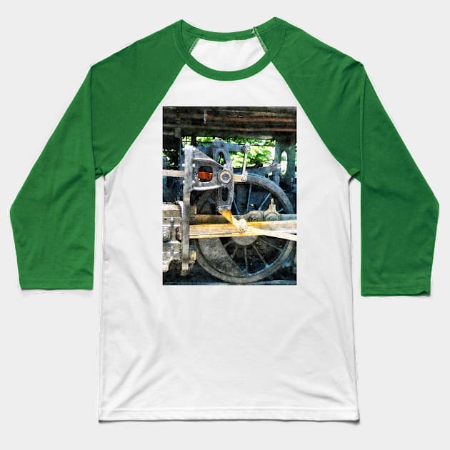 Trains - Great Western 90 Wheel Closeup Baseball T-Shirt by SusanSavad